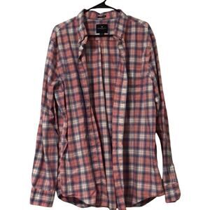 American Eagle Seriously Soft Pink Blue Plaid Shirt Size Small